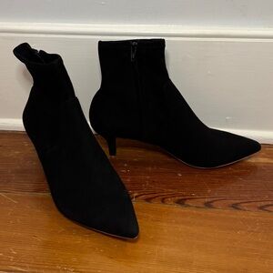 Loeffler Randall Black Suede Sock Kitten Heel Marcella Ankle Boots Size 7.5